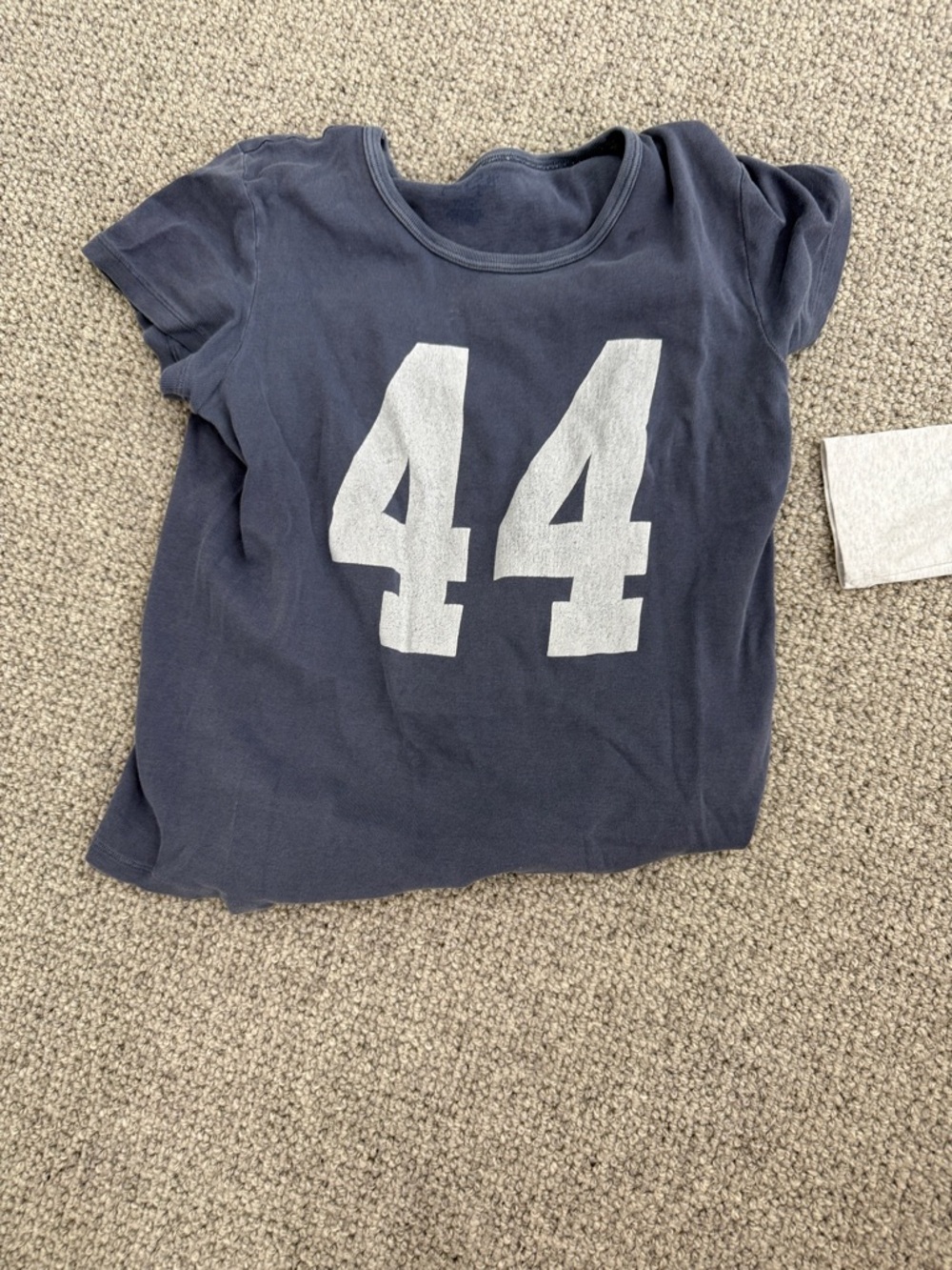 Brandy Melville Navy Blue Short Sleeve Tee with White 44 Graphic
